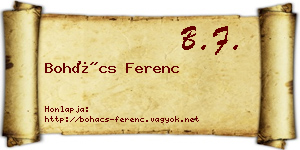 Bohács Ferenc névjegykártya